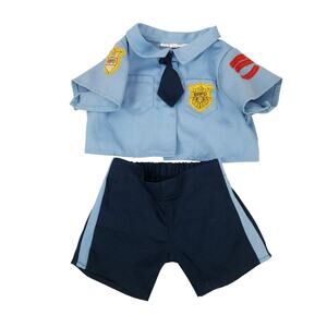 Build A Bear Plush Policeman Officer Outfit Blue Shirt Attached Tie Pants